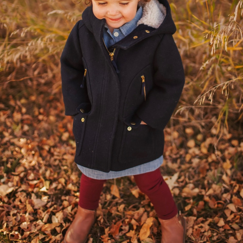 Jcrew toddler navy stadium wool coat